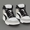 White Gray Black High Top Sports Sneakers with Modern Lace Up Design and Style