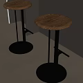 Modern Round Bar Stools With Walnut Wooden Seat And Metal Frame Design