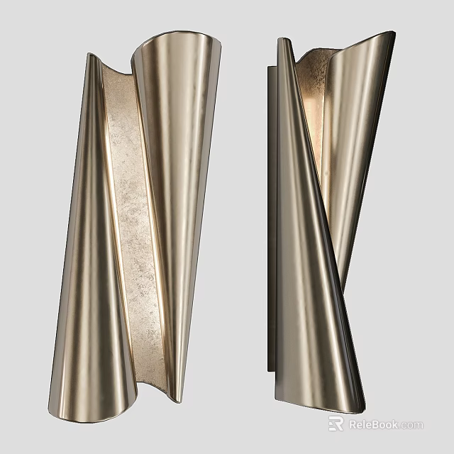 Modern Metallic Wall Lamp with Sleek Curved Design for Home Decor 3d model 