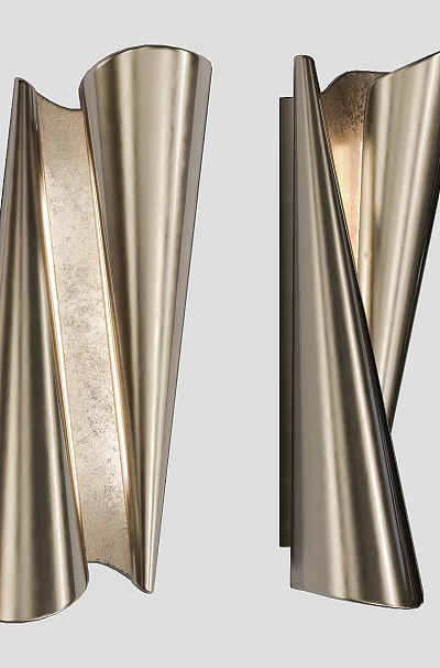 Modern Metallic Wall Lamp with Sleek Curved Design for Home Decor 3d model