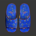 Blue Slippers with Floral Pattern and Pink Trim for Comfortable Daily Wear