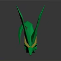 Green Geometric Dragon With Yellow Horns Triangular Wings Low Poly Style Dark Reflective Background