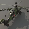 Camouflage Military Attack Helicopter with Weapons Ammunition and Standing Soldier Model