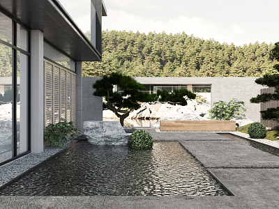 Modern courtyard yard model