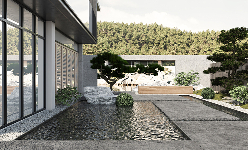 Modern courtyard yard 3d model