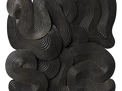 Black Abstract Wall Decor Featuring Wavy Lines And Layered Textured Design 3d model