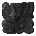 Black Abstract Wall Decor Featuring Wavy Lines And Layered Textured Design