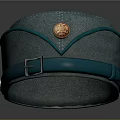 Green Hat With Brass Button Decorative Band And Metal Buckle Design