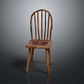 Rustic Wooden Chair With Vertical Slat Backrest Woven Seat And Natural Wood Finish