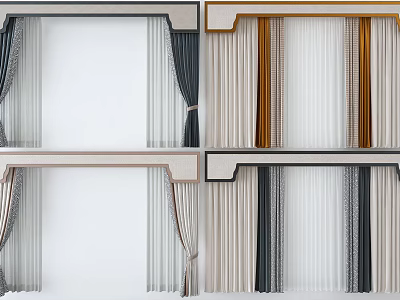 Elegant Curtains With Various Colors And Layered Designs For Home Interior Decor 3d model