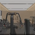 Spacious Modern Gym with Various Fitness Equipment and Person Working Out