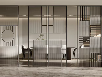 Modern screen partition glass partition 3d model