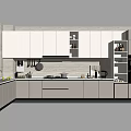 Modern Kitchen With White Cabinets Oven And Essential Cookware Utensils