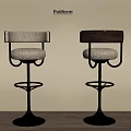 Poliform Modern Bar Stools With Fabric Seats Wooden Backrests And Metal Swivel Bases