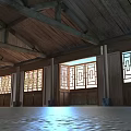 Traditional Wooden Casement Doors With Lattice Design In Indoor Wooden Ceiling Space