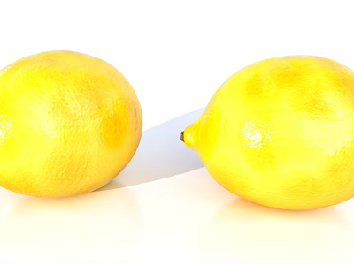 Fresh Ripe Yellow Lemons with a Knife Placed Between the Two 3d model