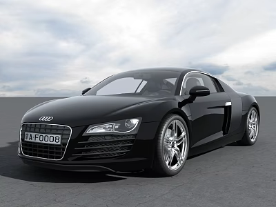 Black Audi R8 Sports Car With Sleek Exterior Design And Stylish Alloy Wheels 3d model