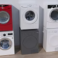 Various Modern Washing Machines In Red White And Gray Colors With Different Designs