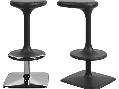 Modern Black Bar Stools with Different Square Bases and Sleek Design 3d model