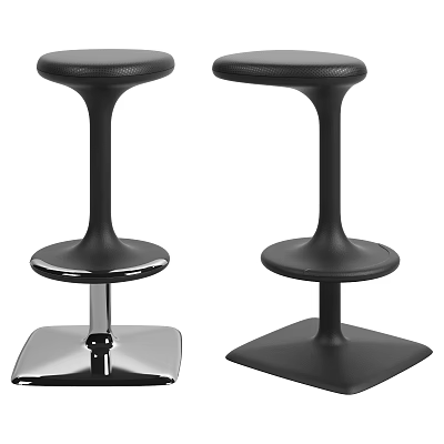 Modern Black Bar Stools with Different Square Bases and Sleek Design 3d model