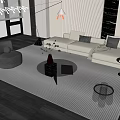 Sofa Coffee Table Combination Module Combination Sofa Coffee Table Single Person Leisure Chair Sofa Background Wall Floor Lamp Carpet Side Table Jewelry Ornaments 3d model