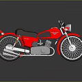Red Vintage Motorcycle With Brown Seat Round Headlight Silver Engine And Reflective Surface 3d model