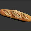 Freshly Baked Golden Baguette With Crispy Crust On Dark Background
