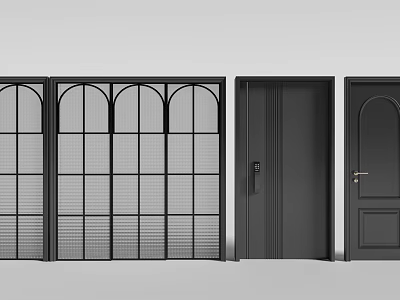 Modern Black Door Designs With Arched Panes Grid And Various Styles 3d model