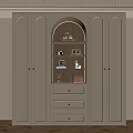 Modern White Wardrobe With Arched Lighted Display Drawers And Storage Cabinets