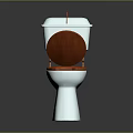 Stylish White Toilet With Orange Seat And Classic Tank Design