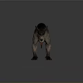 Fierce Prehistoric Wolf Like Creature 3D Model Standing With Open Mouth And Gray Reflective Ground