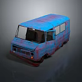 Old Blue Vintage Van With Rusty Exterior And Classic Design Features