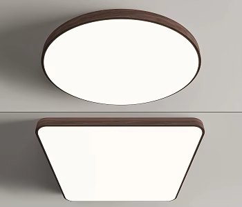 New Chinese-style Walnut Ceiling Lamp Round Square 3d model