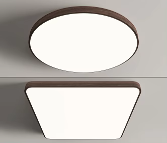 New Chinese-style Walnut Ceiling Lamp Round Square 3d model