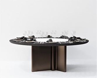 Modern Dining Table Round Dining Table Casual Tableware Multi-person Dining Table 3d model