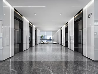 modern elevator hall elevator car 3d model