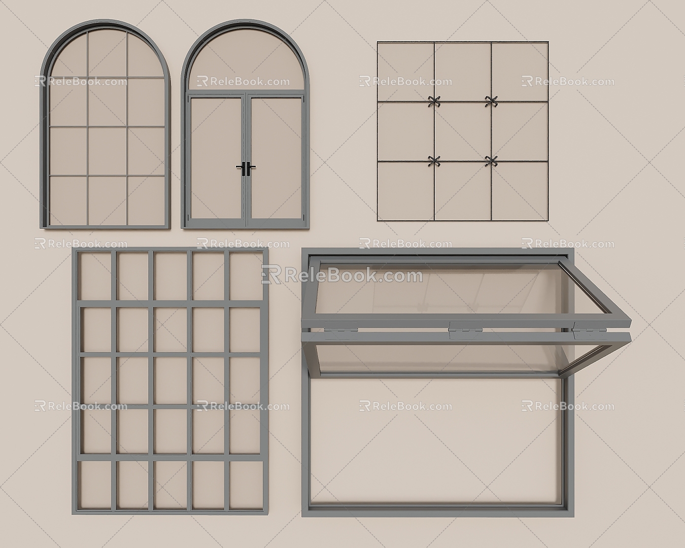 Folding window Curved window glass curtain wall 3d model