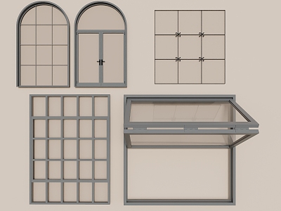 Folding window Curved window glass curtain wall 3d model