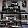 High Quality Audio Speakers In Recording Studio With Mixing Console And Equipment