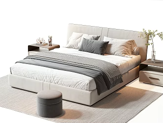 Modern Double Bedclothes Bedside Table Ornaments Pillow Book Green Plant Ornaments Table Lamp Pillow 3d model