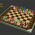 Classic Chessboard With Wooden Frame Black And White Chess Pieces And Number Letter Markings