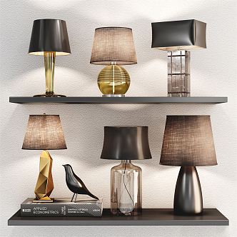 Glass Metal Table Lamp Combination Lampshade Table Lamp 3d model