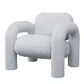 Light Gray Modern Accent Chair With Plush Fabric And Rounded Arms Design 3d model
