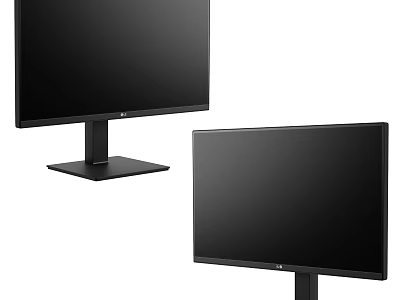 LG Computer Monitors With Two Black Screens And Stable Sturdy Bases 3d model