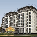 Modern Residential Building Exterior Design With Elegant Entrance And Stone Decorations