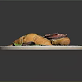 Fresh Fig Toast and Buttery Croissant on White Marble Plate with Green Leaves