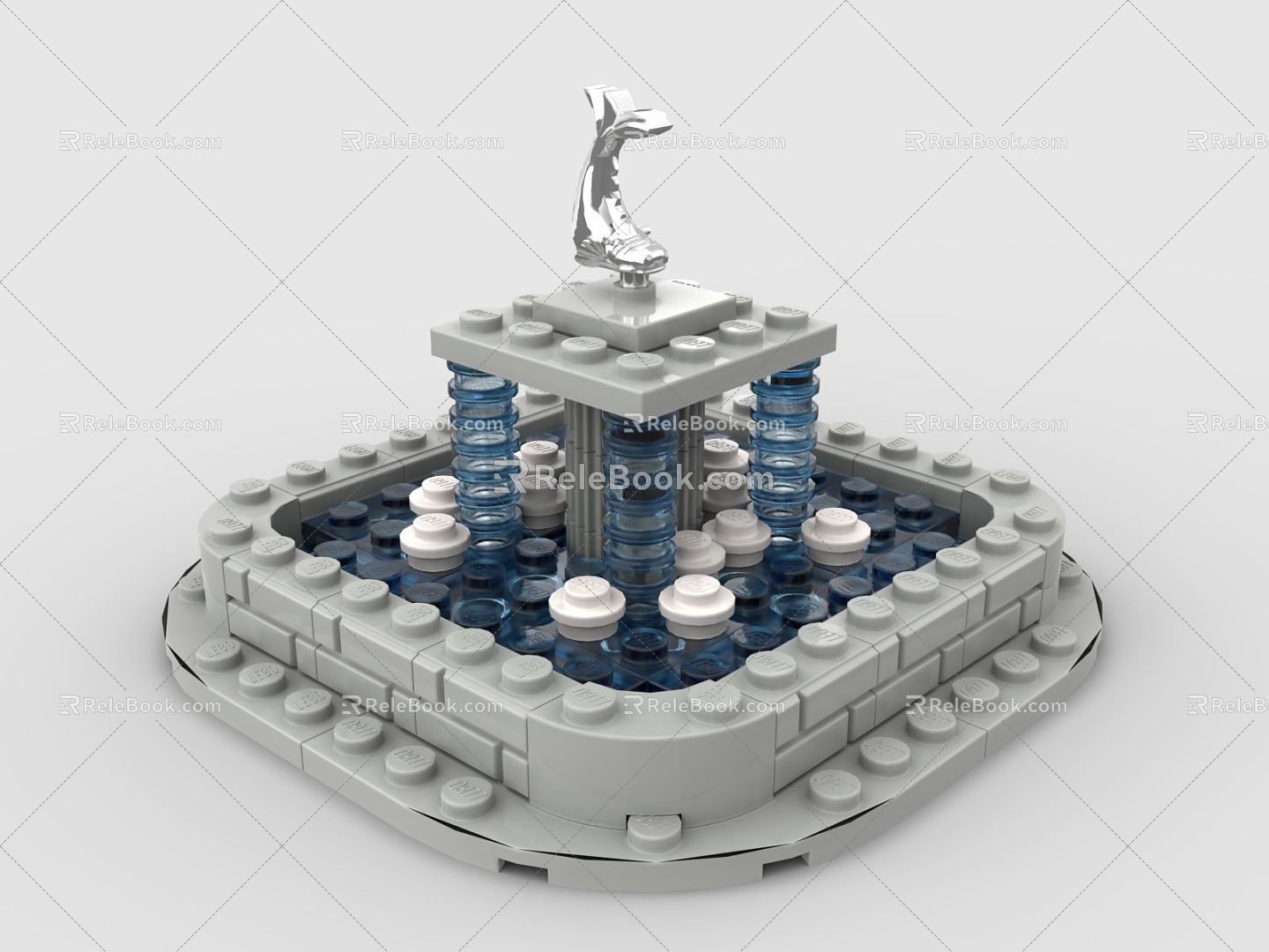 LEGO toy building blocks fountain landscape fountain 3d model