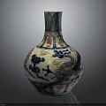 Antique Chinese Porcelain Vase With Dragon Pattern Blue White Red Decorative Home Decor