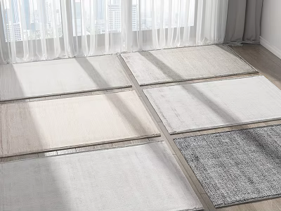 Light Colored Square Rugs On Wooden Floor By Window 3d model