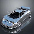 Shiny Silver Sports Car With Sleek Design Rear Spoiler And Alloy Wheels